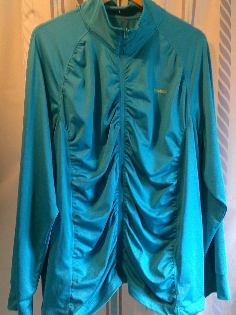 New REEBOK *Play Dry* Ruched Zip Front Stretch Track Jacket Woman Plus Sz 26/28